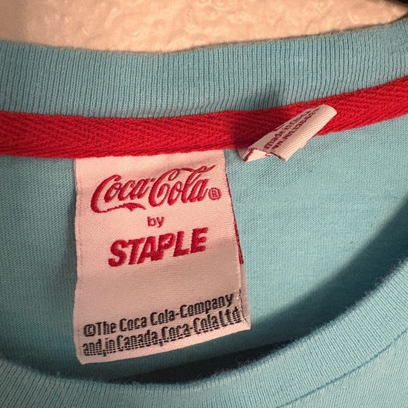 Coca Cola x STAPLE Blue 80s theme Short sleeve shirt large RARE - Picture 4 of 7